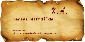Karsai Alfréda névjegykártya